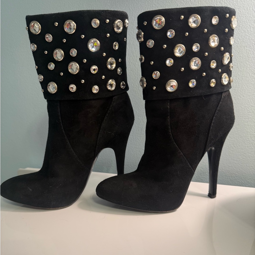 Giuseppe Zanotti Black Ankle Boots with Rhinestones